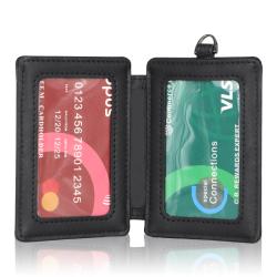 Factory wholesale leather id badge card holder business cardholder pu leather badge card holder