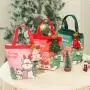 ZR648 Christmas Decorations Linen Cartoon Lovely Santa Claus Elk Tote Bags Small Gifts Children Present Handbag Bag Candy Gifts