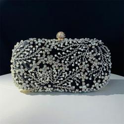 Hot Sell Fashionable Luxury Rhinestone Pearls Beaded Wedding Party Clutch Purse Ladies Bridal Evening Bags sac tendance 2024
