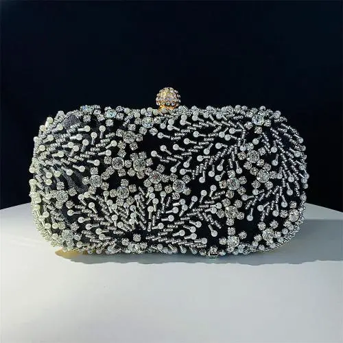 Hot Sell Fashionable Luxury Rhinestone Pearls Beaded Wedding Party Clutch Purse Ladies Bridal Evening Bags sac tendance 2024