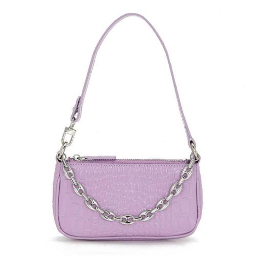 French Design Retro Lady Shoulder Bag Embossed Crocodile Or Lizard Pattern Leather Women Underarm Handbag