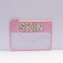 RTS Wholesale Letter Embroidery Patches Nylon & Transparent PVC Travel Toiletry Cosmetic Bag Clear Flat Cosmetic Pouch