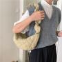 Casual diamond nylon crossbody bag soft meniscus shoulder handbag for woman New design Ruched luxury messenger bags