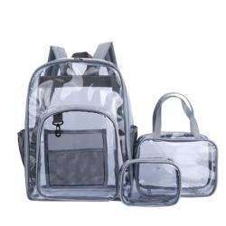 Wholesale Custom Outdoor Waterproof Clear PVC backpack Transparent See Through School Backpacks with Lunch Box