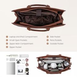 LOVEVOOK OEM 15.6 inch Laptop Tote Bag for Women Handbags Vintage Computer Work Bags Leather Briefcase Office Ladies Bag Purse
