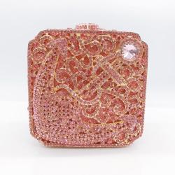 Factory Direct Sale Box Clutch Evening Bag Crystal Luxury Anchor Pattern Square Clutches for Women