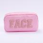 Keymay Hot Sale Waterproof Cute Personalized Gift Rainbow Letter Patches Girls Nylon Pouch Nylon Makeup Bags Nylon Travel Bag