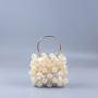 Custom acrylic resin beads woven Handmade Women's Evening Bags Mini Pearl Beaded Handbag with Hollow out Feature