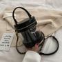 Hot sale women chain transparent bucket bag fashion designer clear PVC hand bag for women