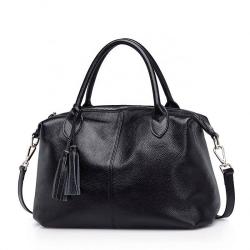 New Leather Female Bag Top Layer Leather Shoulder Portable Soft Tassel Big Bags Casual Handbag
