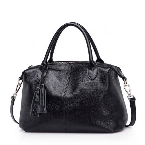 New Leather Female Bag Top Layer Leather Shoulder Portable Soft Tassel Big Bags Casual Handbag