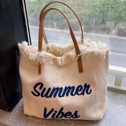 KBW473 Wholesale Women Bag New Handbag Simple Beach Travel Bag High Quality Ladies Canvas Single Shoulder Tote