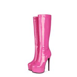 Botas De Mujer Ladies Fall Winter Stiletto Heels Dress Boots Women Thick Platform Side Zipper Thin High Heeled Knee High Boots