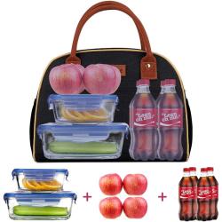 Multi-functional Insulated Lunch Tote Bags with Double Zippers Reusable Thermal Cooler Lunch Bag Box