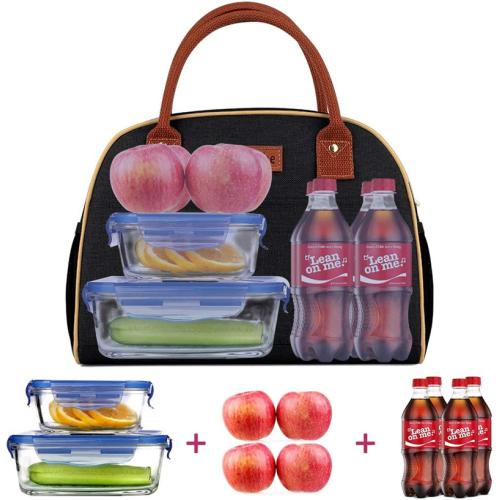 Multi-functional Insulated Lunch Tote Bags with Double Zippers Reusable Thermal Cooler Lunch Bag Box
