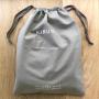 Hot Selling Logo Printed Grey Cotton Linen Cloth Drawstring Packaging Bag With Herringbone String