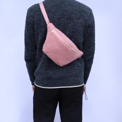 keymay NO MOQ Men Women Winter Travel Sports Crossbody Waist Bag Bum Bag Fleece Teddy Fanny Pack