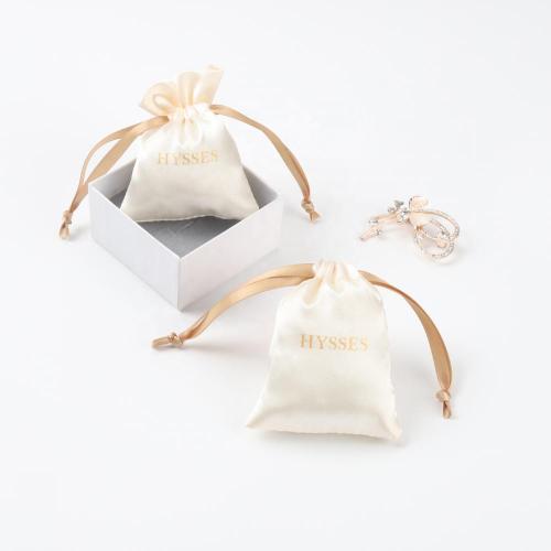 Wholesale  Custom Logo Silk Satin Pocket Drawstring Small Necklace Gem Package Recyclable Jewelry Bag
