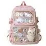 Custom Waterproof Cute Women Girls Nylon Clear Pin Display School Backpack Custom ITA Bags