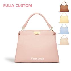 Custom Logo Luxury Quality Top Handle Womens Handbags Pu Leather Vegan Fashion Female Premium Lock Classic Ladies Hand Bags