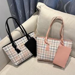 Checkered print tote bag 2024 ladies handbag large capacity shoulder bag female Korean style new shopping bag