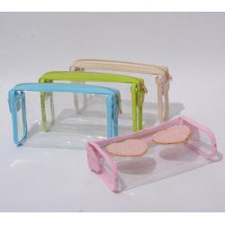 DIY Bright Light Candy Color Transparent Cosmetic Bag with Letters Clear Vinyl Make up Bag Travel Pouch