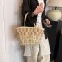 Custom 2024 Summer beach bag woven handmade straw bag bucket handbags for women ladies girls holiday bohemian