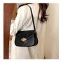 2022 Fashion Lady Designer Saddle Bag Pure Color PU Leather Flap Messenger Elegant Fan Shape Golden Lock Sling Purse for Women