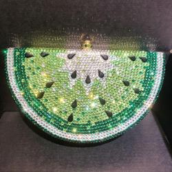 Watermelon Diamond Dinner Bag Flat Bottom Full Diamond Handheld Bag