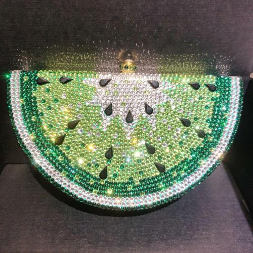 Watermelon Diamond Dinner Bag Flat Bottom Full Diamond Handheld Bag