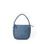 Korean Design Style M Size Candy-Colored Curling Shoulder Bag Blue Denim Fabric Women's bag Silver Simple Soft PU Handbag