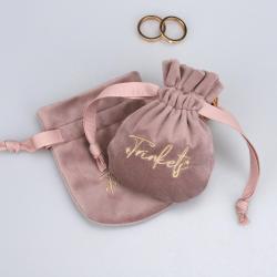 Custom Embroidery Round Bottom Velvet Jewelry Necklace Storage Pouch Mini Luxury Velvet Drawstring Jewelry Bag