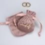 Custom Embroidery Round Bottom Velvet Jewelry Necklace Storage Pouch Mini Luxury Velvet Drawstring Jewelry Bag