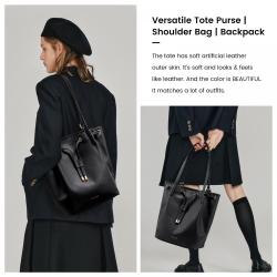 2023 LOVEVOOK wholesale luxury ladies Satchel shoulder Bags 2pc fashion Tote Bag Convertible PU Leather Backpacks for women