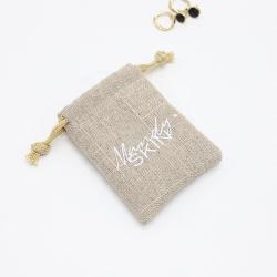 Recycled Natural Hessian Burlap Christmas Gift Coffee Dust Jute Pouch Brown Gray Sack Jute Drawstring Bag
