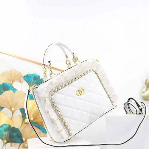 2024 hot selling large size Ruffles women's handbags quality PU ladies bags fashion  tote bags for girls supplier 32 cm