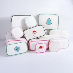 Custom Logo Design Canvas Zipper Pouch Solid Color Plain Make Up Pouches Reusable Cosmetic Makeup Bags Cotton Canvas Bag