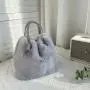 Pure Color Large Capacity Plush Crossbody Bag Artificial Rabbit Hair Bucket Tote Bag Magnetic Button Single Shoulder Handbag