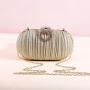 Wholesale new annular box purse women chain shoulder glitter fabric box clutch evening bags champagne shiny wrinkle clutch bag pochette femme