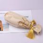 Custom Logo Printed Bottom Wine Packaging Velvet Pouch Luxury Velvet Satin Lining Gift Wine Bag With Tassels
