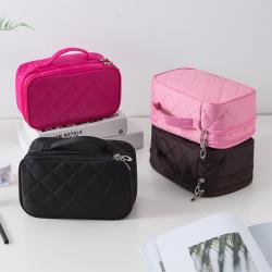 2024 New Custom Cosmetic Bag Creative Rhombus Waterproof Cosmetic Case Nylon Makeup Travel Bag Organizer