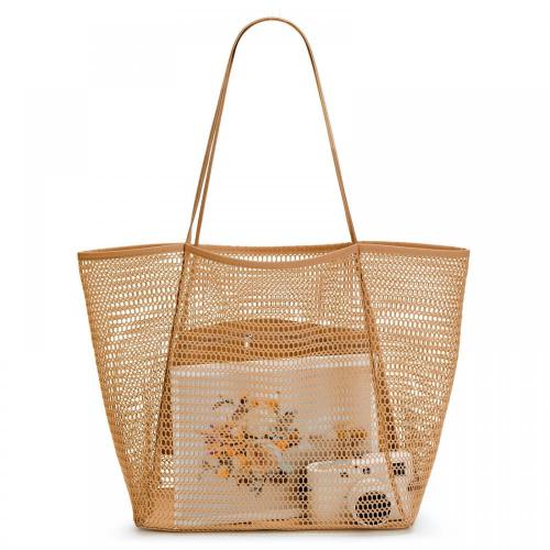 LX073 Summer Travel Mesh Beach Bag for Beach Vacation Swimming Family Travel Essentials Mesh Beach Tote Bag for Women