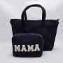 Keymay RTS Stock Personalized Party Gift Large Corduroy Makeup Pouch Chenille Letter Bag Travel Storage Bag Travel Cosmetic Bag