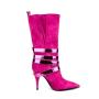 2023 botas de dama Fall Winter Ladies Suede High Heels Long Boots Women Pointy Toe Cone Heel Cross Strap Buckle Mid Calf Boots