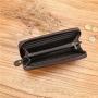 ZF258 Men Long Soft First Layer Cowhide Money Clip Zipper  Pockets Checkbook Cover Slim Card Holder Simple Coin Wallet