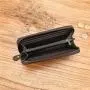 ZF258 Men Long Soft First Layer Cowhide Money Clip Zipper  Pockets Checkbook Cover Slim Card Holder Simple Coin Wallet