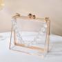 Fashion Acrylic Handbag Display Box Clear Purse Transparent Chain Evening Resin Clutch Cute Canvas Lady Bag Polyester Shell 400g