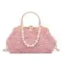 HR667 Women New Designed Dinner Clutch Handbag Fashion Rose Plush Embroidered Pearl Chain Shell Bag Ladies Luxury Party Bag