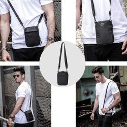 Custom Logo Black Small Messenger Shoulder Bag Mini Crossbody Bag For Men Women