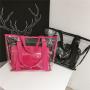 Big capacity transparent 2 pc jelly tote bag for women